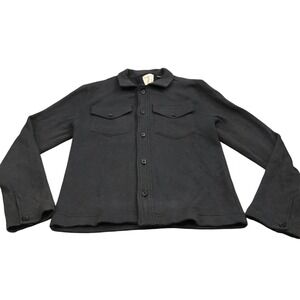 Billy Reid Shirt Jacket Mens L Gray Cotton Knit Ribbed Button Up Chore Coat